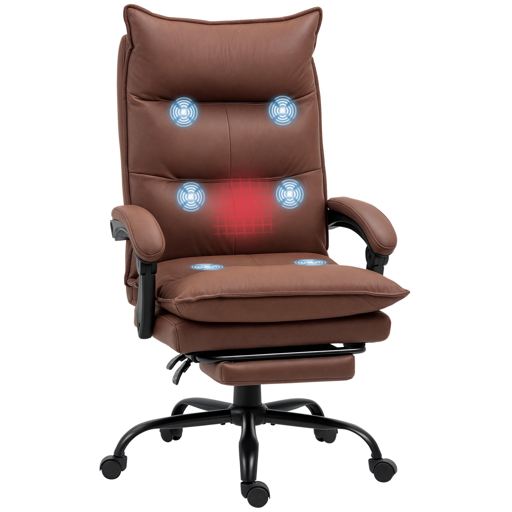 MASSAGE-BÜROSTUHL, Mikrofaser, Braun - Braun, Kunststoff (74/121.5/66cm) - Vinsetto