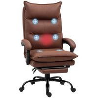 MASSAGE-BÜROSTUHL, Mikrofaser, Braun - Braun, Kunststoff (74/121.5/66cm) - Vinsetto