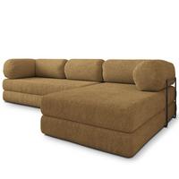 ECKSOFA KELI modulares Boneless Sofa mit Schlaffunktion Orange Boucle-Stoff - Gelb, Textil (270/160cm) - MASSENO