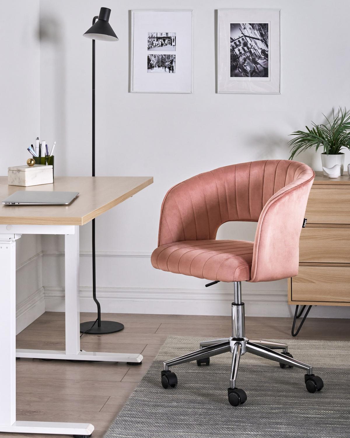 BÜROSTUHL Rosa Katonah - Pink/Silberfarben, Textil (57/78/57cm) - Beliani