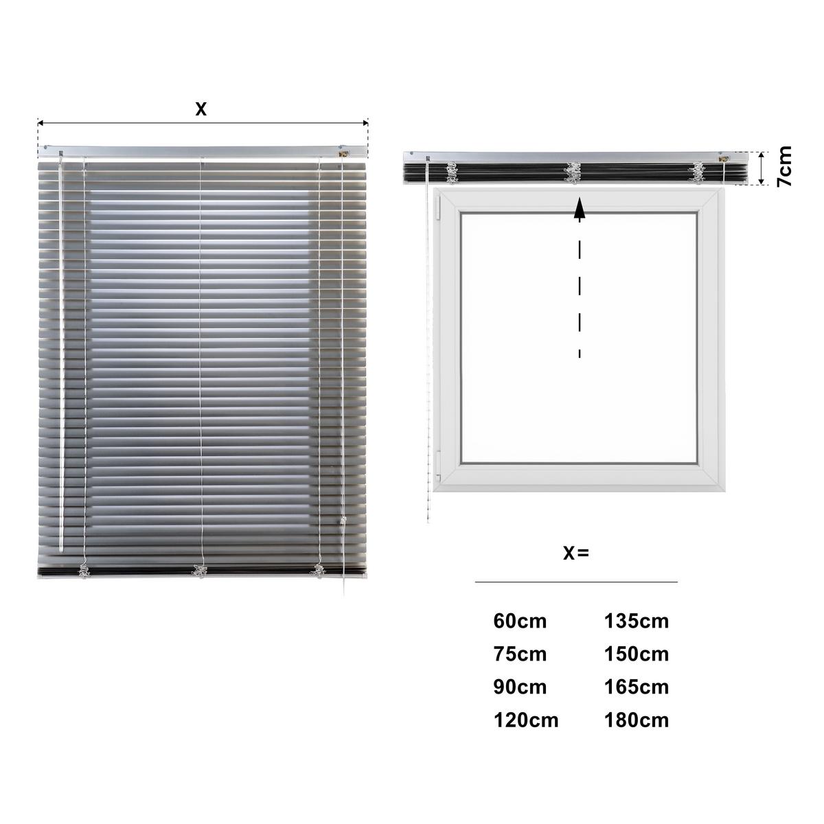 JALOUSIE venetianische mit Silber Zugschnu 150X180 - Grau, Metall (150cm) - STORESDECO