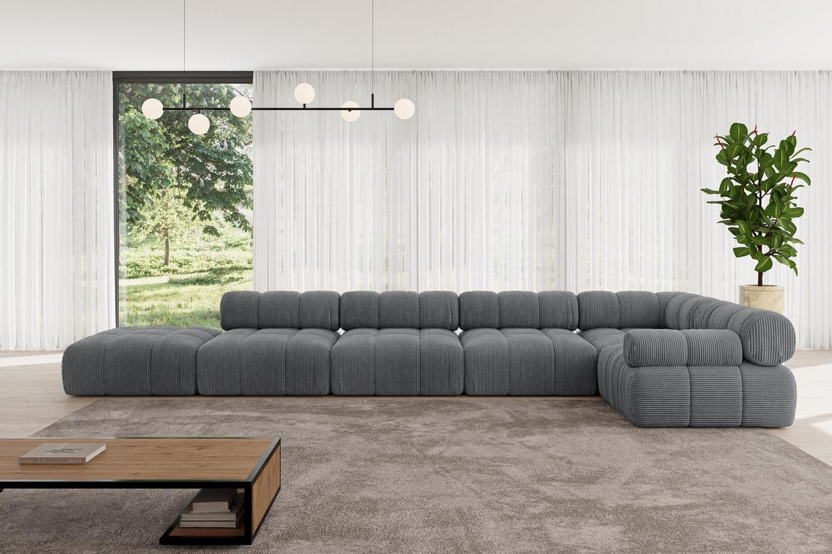 ECKSOFA modulares Sofa Felto-L3 - 475x190x70 cm Dunkelgrau Cord - Dunkelgrau, Holzwerkstoff/Textil (475/190cm) - ALTDECOR