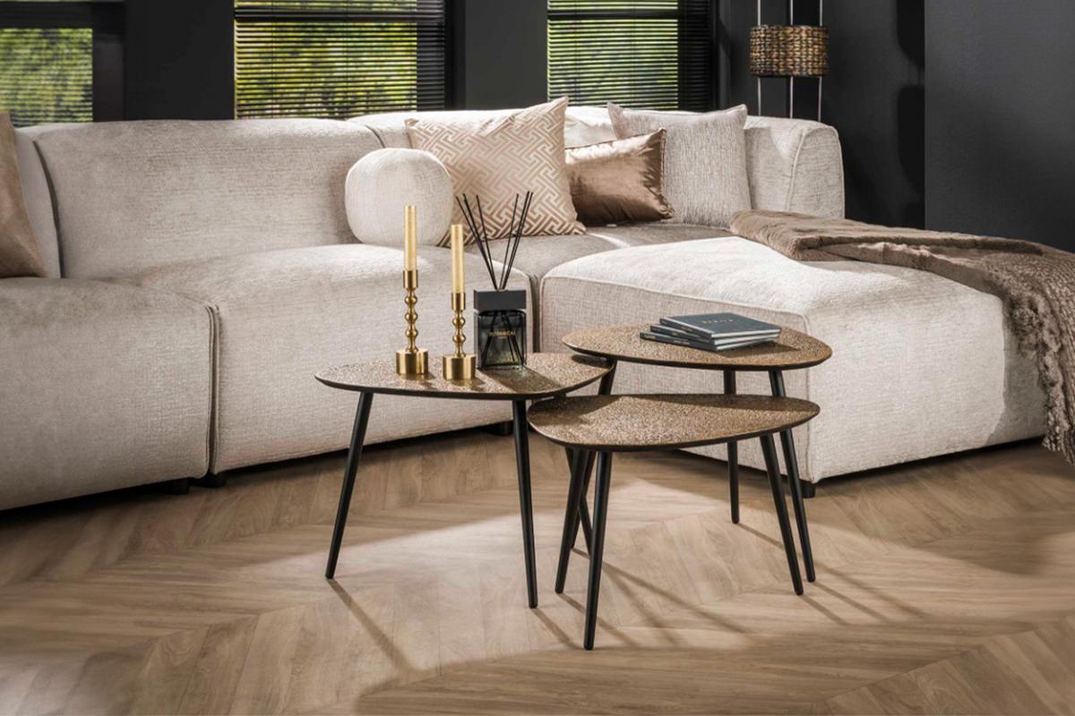 COUCHTISCH LAUCA 3ER SET Bronze Metall - Schwarz/Bronzefarben, Metall (48/54/43cm) - KAWOLA