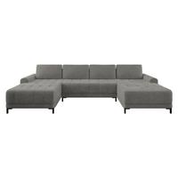 WOHNLANDSCHAFT Aris XL - Schwarz/Grau, Holz/Textil (337/92/168cm) - MIRJAN24