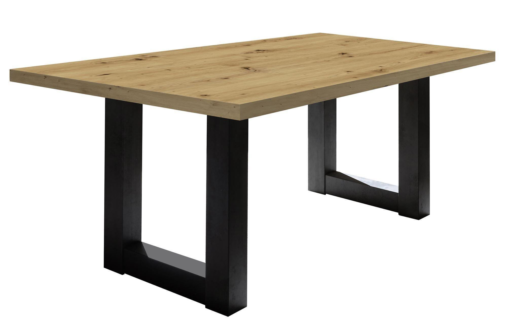 ESSZIMMERTISCH Eila 8 180 x 90 x 75 Esstisch Schwarzstahl/Asteiche - Eiche Artisan, Holz (180/90/75cm) - 58aufmkessel