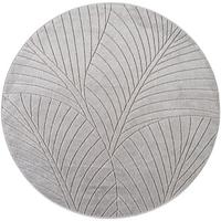 TEPPICH Outdoor, Fußbodenheizung-geeignet, mit Blattmotiv, ENGADIN in Silbergrau, Ø 120 cm - Grau, Textil (120/120cm) - KADIMA DESIGN