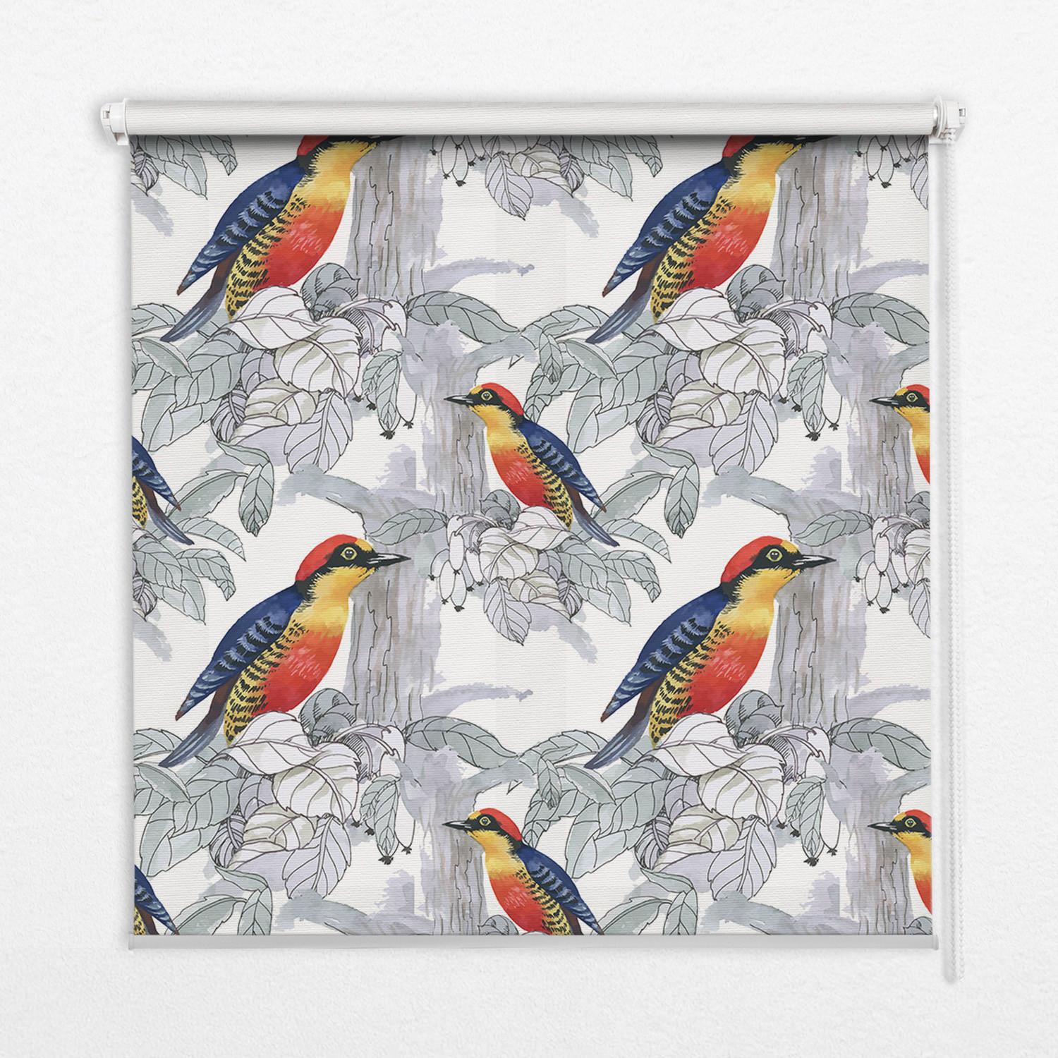 INNENROLLO - Fensterrollo - Rollo - 130x140 cm - Farbenfroher Vogel - Rot, Kunststoff (130/140/0.5cm) - TULUP