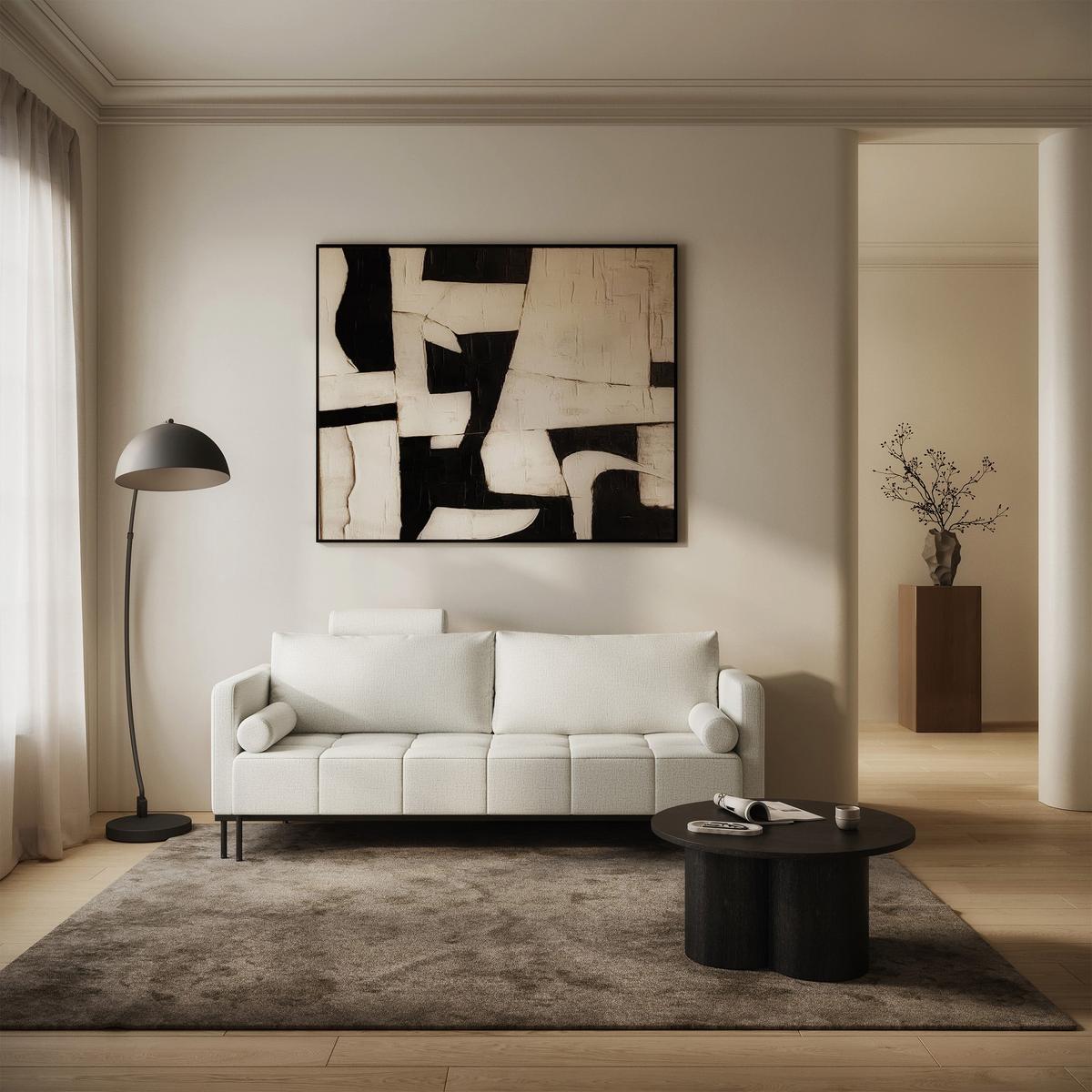 SCHLAFSOFA Skilia mit Schlaffunktion, 3-Sitzer 224 cm - Taupe/Schwarz, Textil/Metall (224/85/102cm) - Selsey