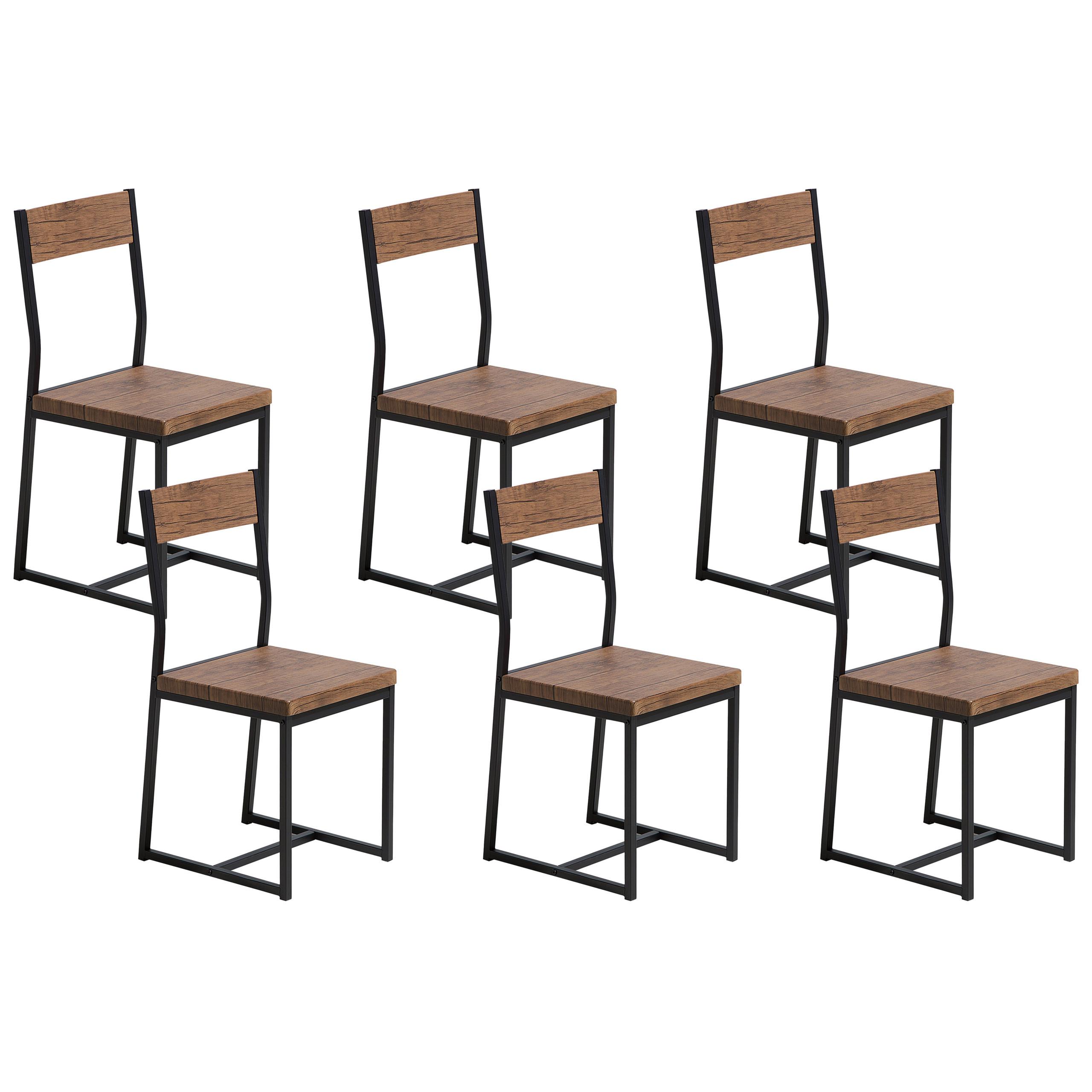ESSZIMMERSTUHL-SET 6 Holzwerkstoff Dunkler Holzfarbton Laredo - Dunkelbraun, Holzwerkstoff/Metall (38/86/42cm) - Beliani