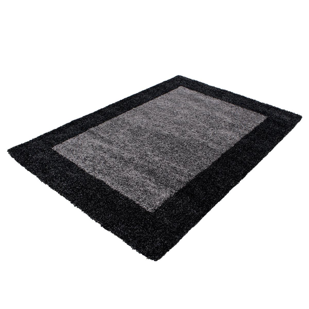 TEPPICH Hochflor RHEIN in Anthrazit, mit Bordüre, 300 x 400 cm - Anthrazit, Textil (400/300cm) - KADIMA DESIGN