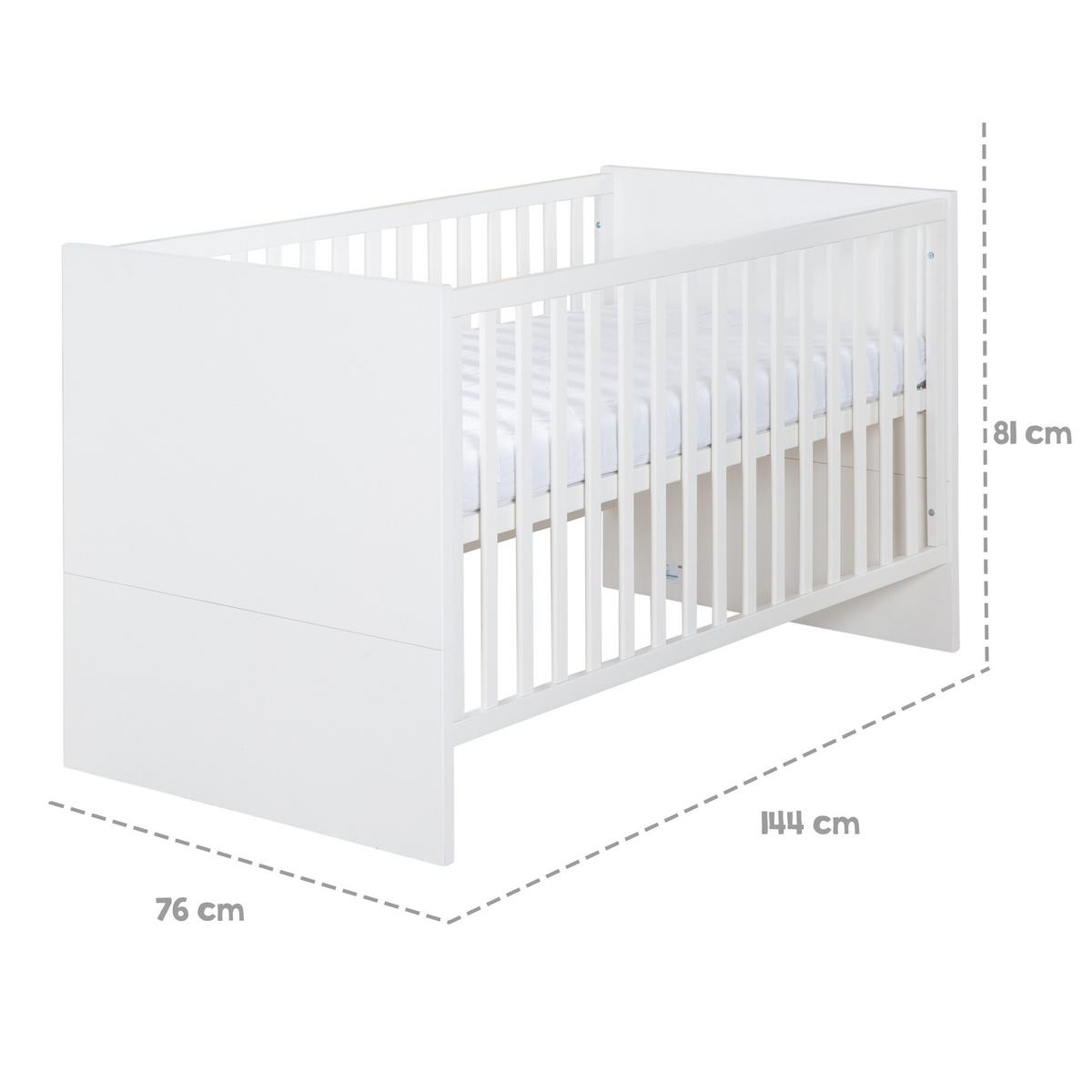 BABYBETT Kimi 70 x 140 cm - Weiß, Holzwerkstoff (70/140cm) - Roba