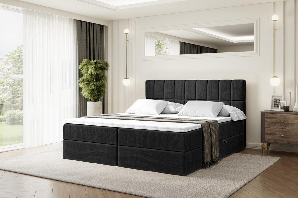 BOXBETT mit Matratze H4 und Lattenrost - MIAMI - 180x200 cm - H4 - Schwarz - Schwarz, Holzwerkstoff (180/200cm) - ALTDECOR