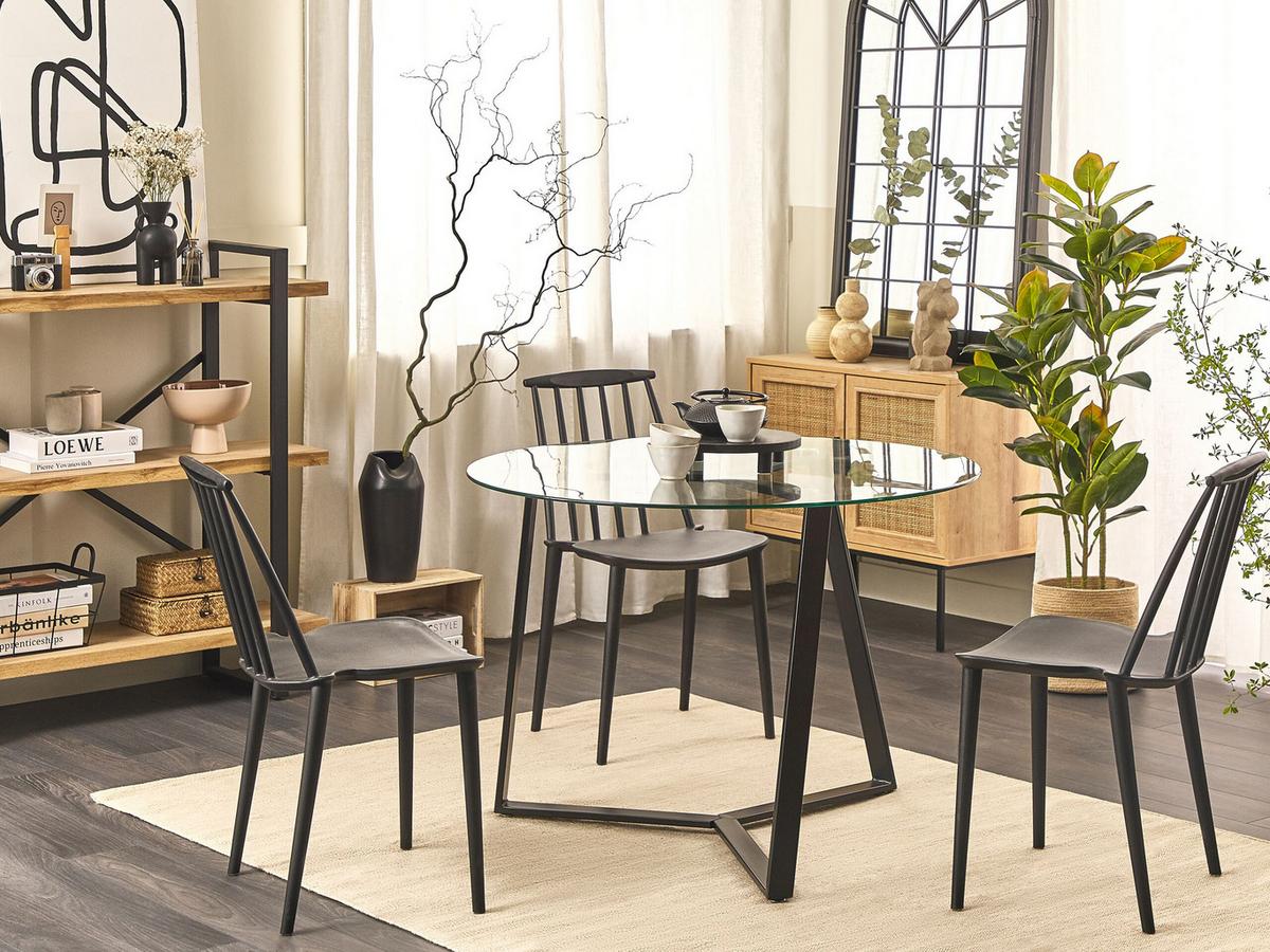 ESSTISCH 100/100/74 cm Schwarz Rund Kebri - Schwarz, Glas (100/100/74cm) - Beliani