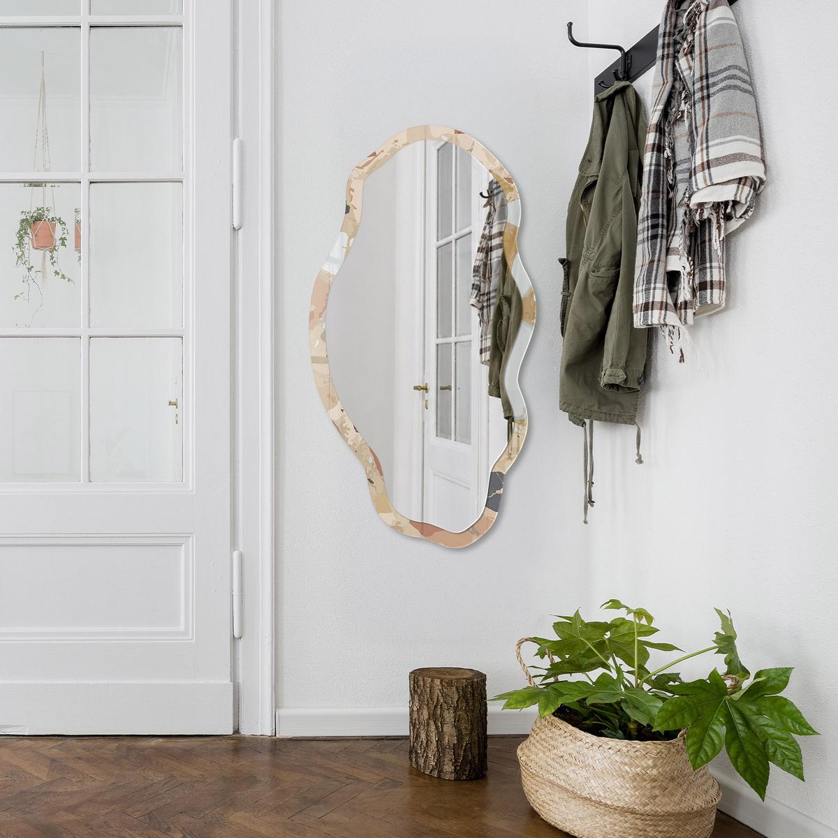 SPIEGEL 90x45 cm asymmetrisch mit Druck - Modernes Mosaik - Transparent, Glas (45/90/0.4cm) - TULUP