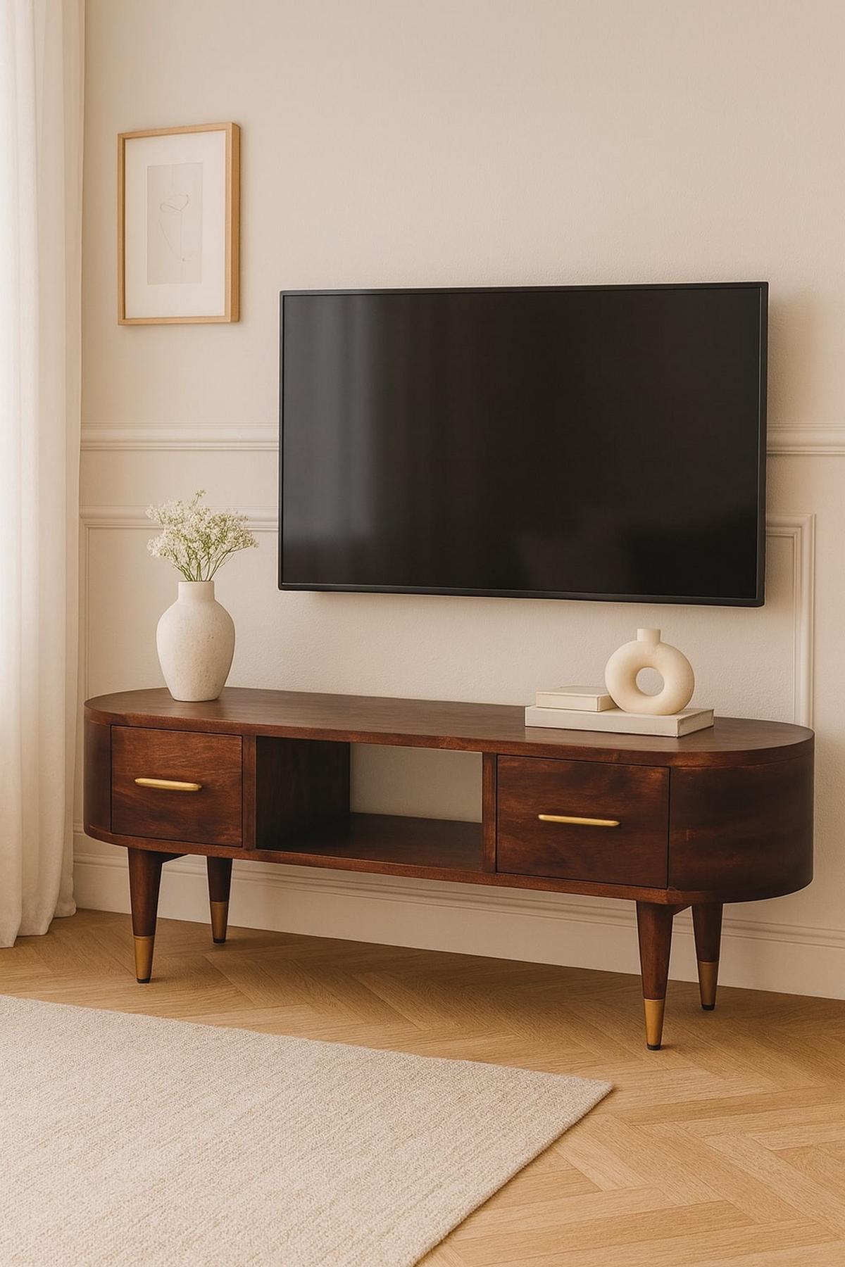 MEDIENKONSOLE mit Wine-Wood-Oak-Finish, 2 Schubladen, 1 offene Ablage, dunkelbraun - Dunkelbraun, Holz (100/40/30cm) - Artisan Furniture