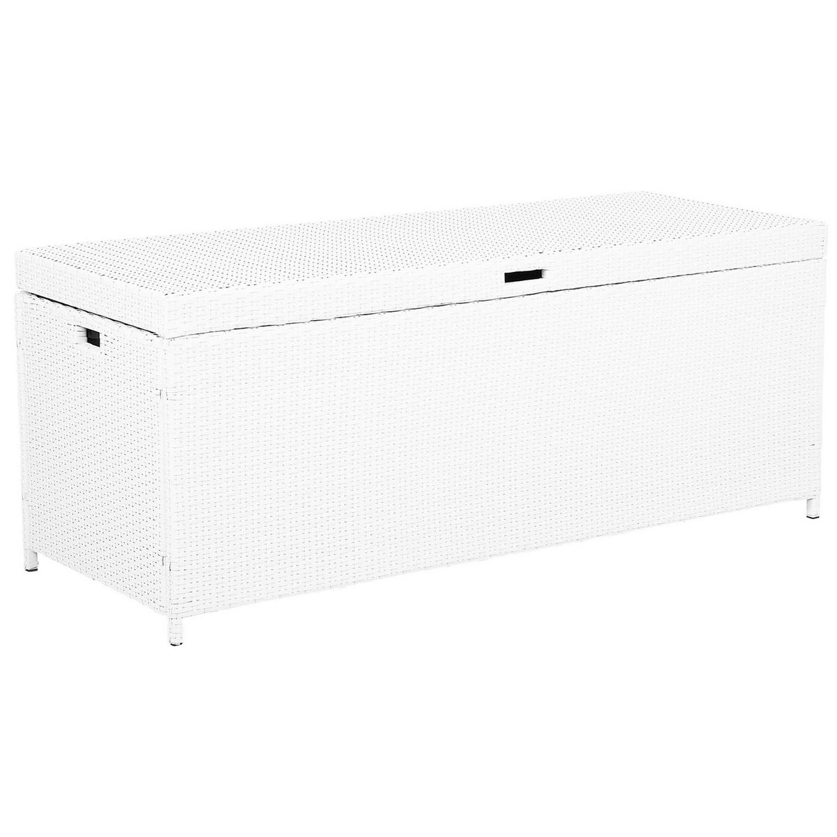 AUFLAGENBOX Rattan weiß 158/63 cm Modena - Weiß, Kunststoff (158/66/63cm) - Beliani