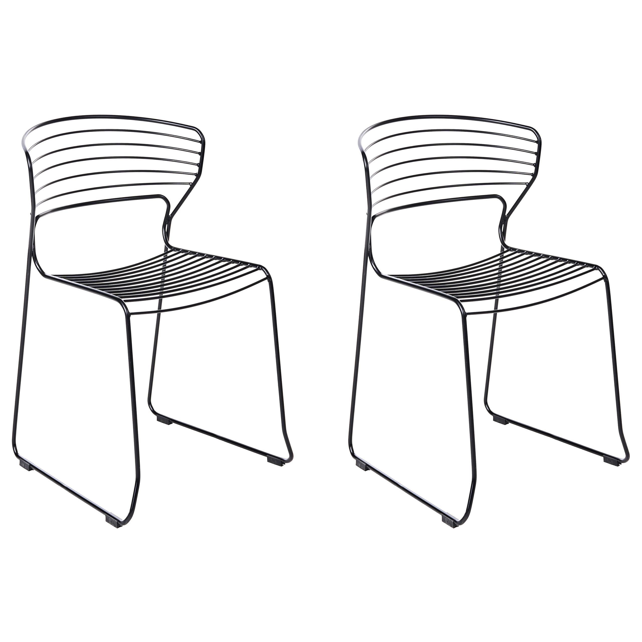 GARTENSTUHL 2er-Set Metall Schwarz Pistoia - Schwarz, Metall (54/80/51cm) - Beliani