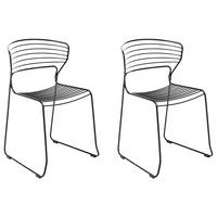 GARTENSTUHL 2er-Set Metall Schwarz Pistoia - Schwarz, Metall (54/80/51cm) - Beliani