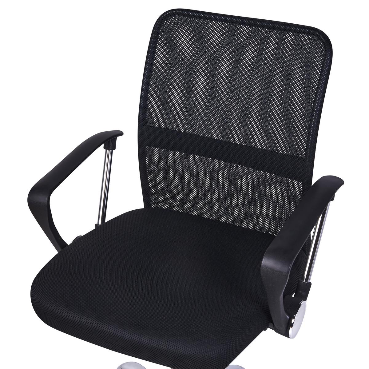 BÜROSTUHL Schwarz Best - Silberfarben/Schwarz, Textil (55/94/55cm) - Beliani
