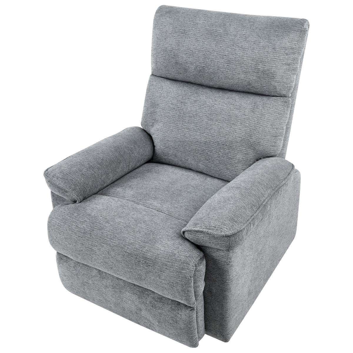 FERNSEHSESSEL mit Fußstütze Stoff Grau Everton - Dunkelgrau, Textil/Metall (83/100/94cm) - Beliani