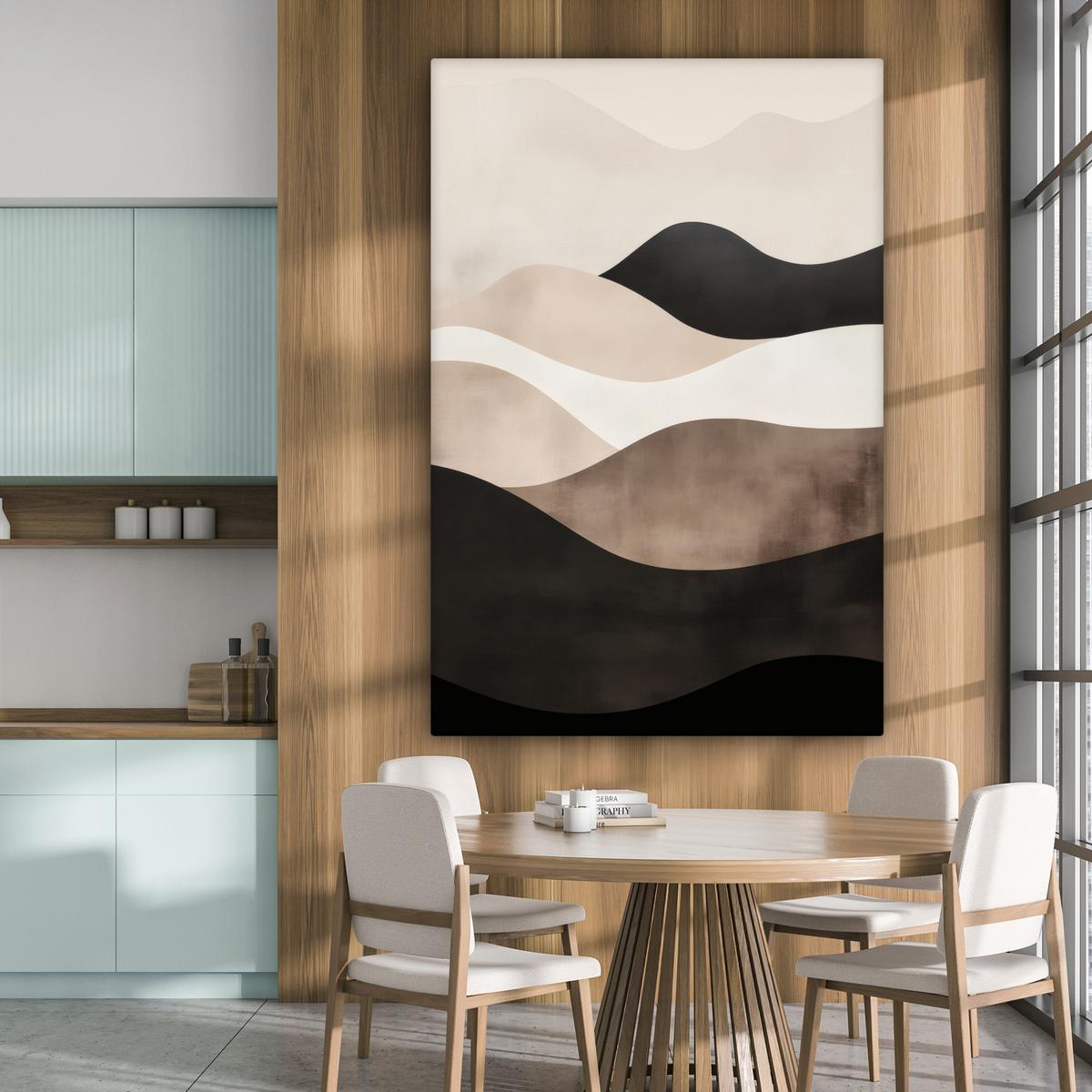 LEINWANDBILD Abstrakt - Landschaft - Wellen - Cremefarben Deko Groß 90x140 cm - Cappuccino, Textil (90/140cm) - MuchoWow