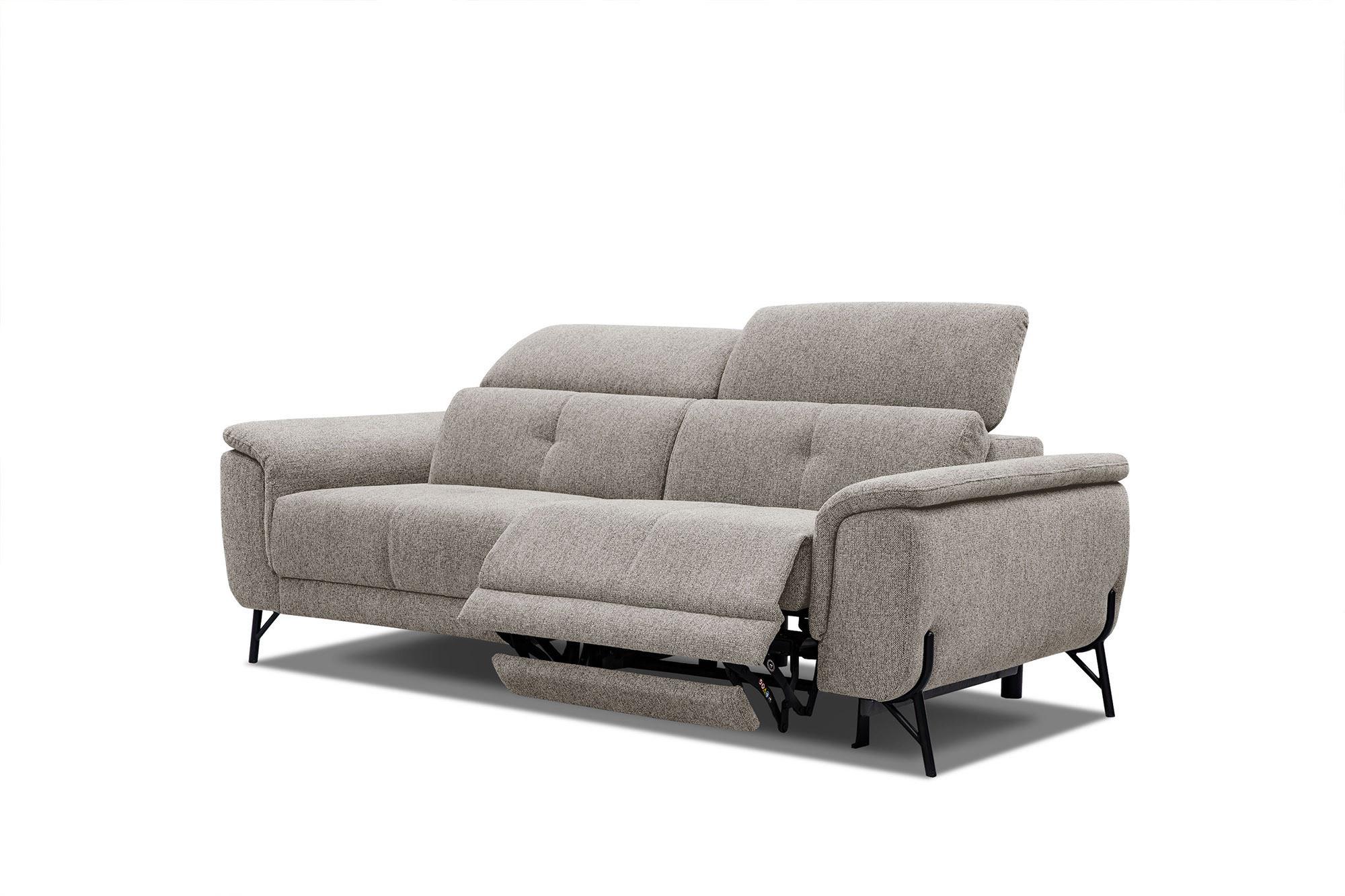 SOFA AVENA 3-Sitzer mit 1 Relaxfunktion, taupe - Taupe, Holzwerkstoff/Textil (204/80/108cm) - Wozimo