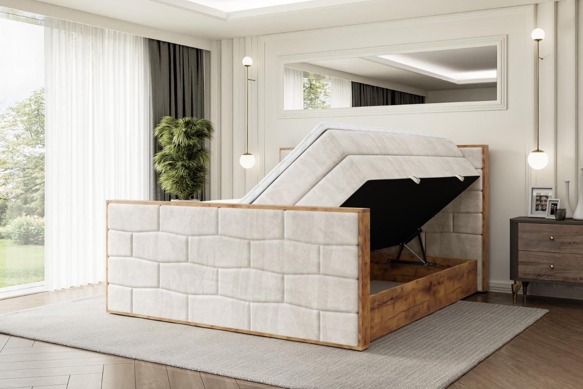 BOXSPRINGBETT mit Matratze H3|H4 und Lattenrost - LOLLI8-Z KING-120x200 - Beige Casablanca - Beige, Holzwerkstoff (120/200cm) - ALTDECOR