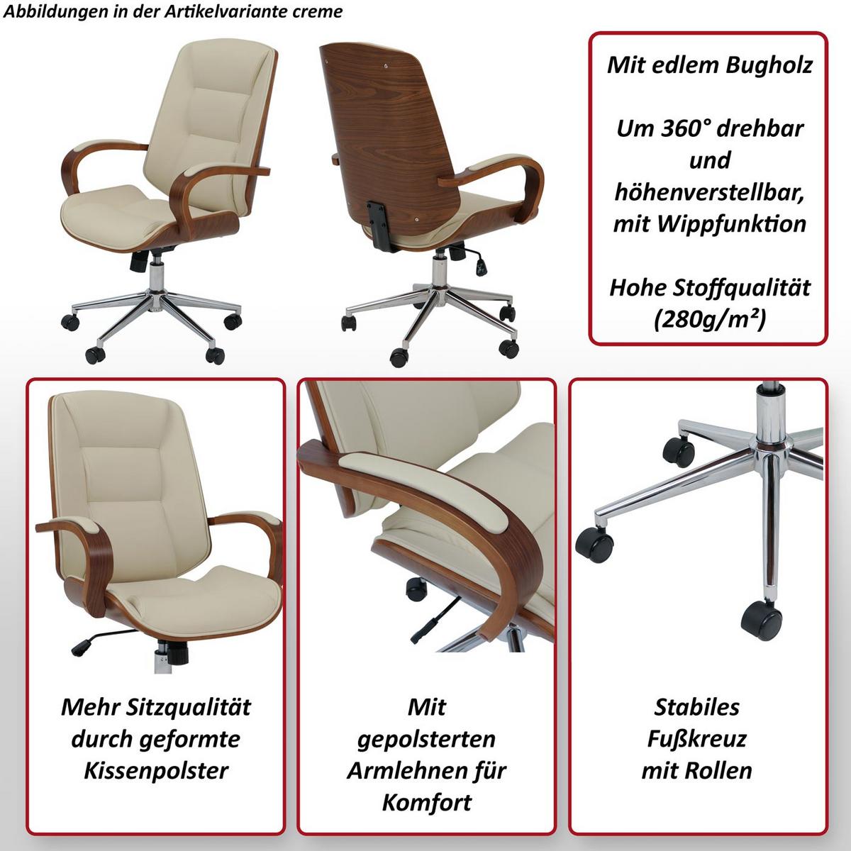 BÜROSTUHL Cremeweiß - Weiß, Textil (61/110/74cm) - MCW