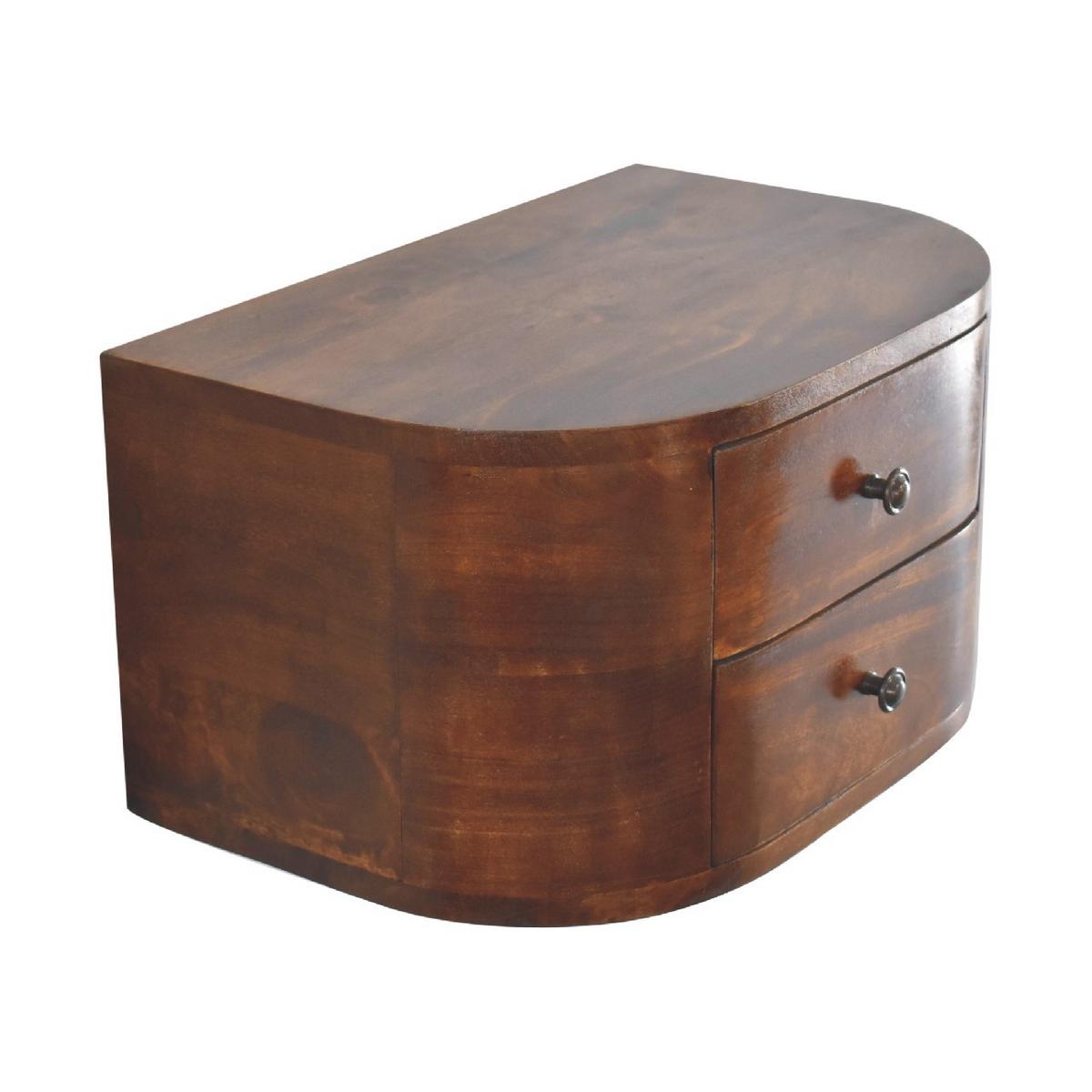 NACHTKASTEN Lunar Schwebend, 2 Schubladen, Dunkelbraun - Dunkelbraun/Messingfarben, Holz/Metall (45/25/30cm) - Artisan Furniture