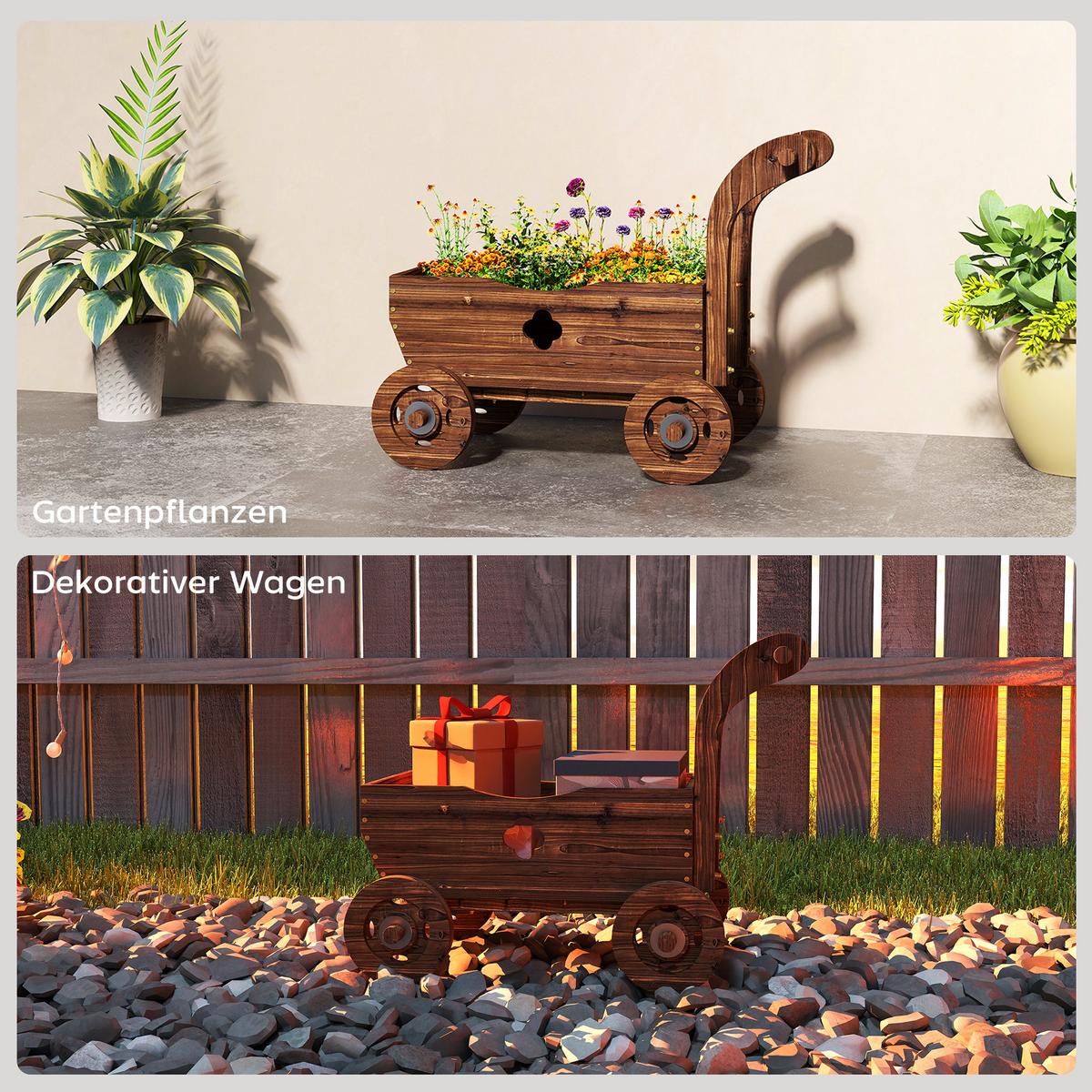 HOCHBEET Tannenholz Verkohlt - Braun, Holz (38/52/68cm) - Outsunny