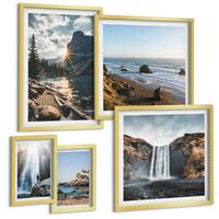 BILDER SET 5er Set - 50x50 cm & 20x30 cm & 40x60 cm Goldrahmen - Zitronengarten mit Getränken - Goldfarben, Kunststoff (40/60cm) - TULUP