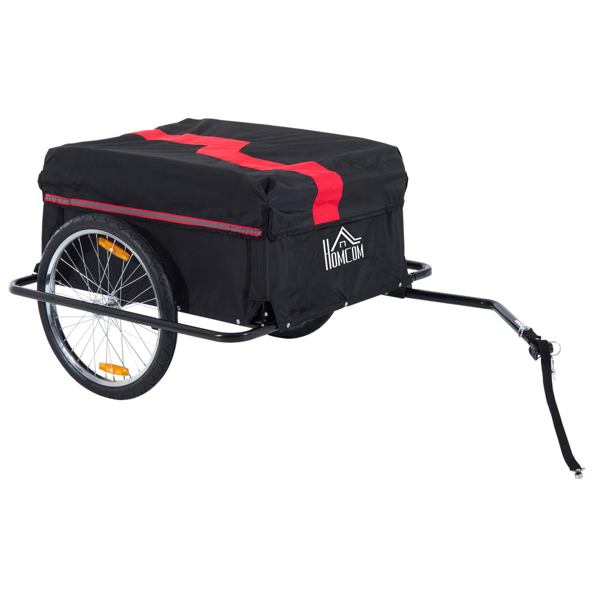 TRANSPORTANHÄNGER Fahrradanhänger Lastenanhänger Fahrrad Anhänger Schwarz - Schwarz, Metall (61/38/845cm) - HOMCOM