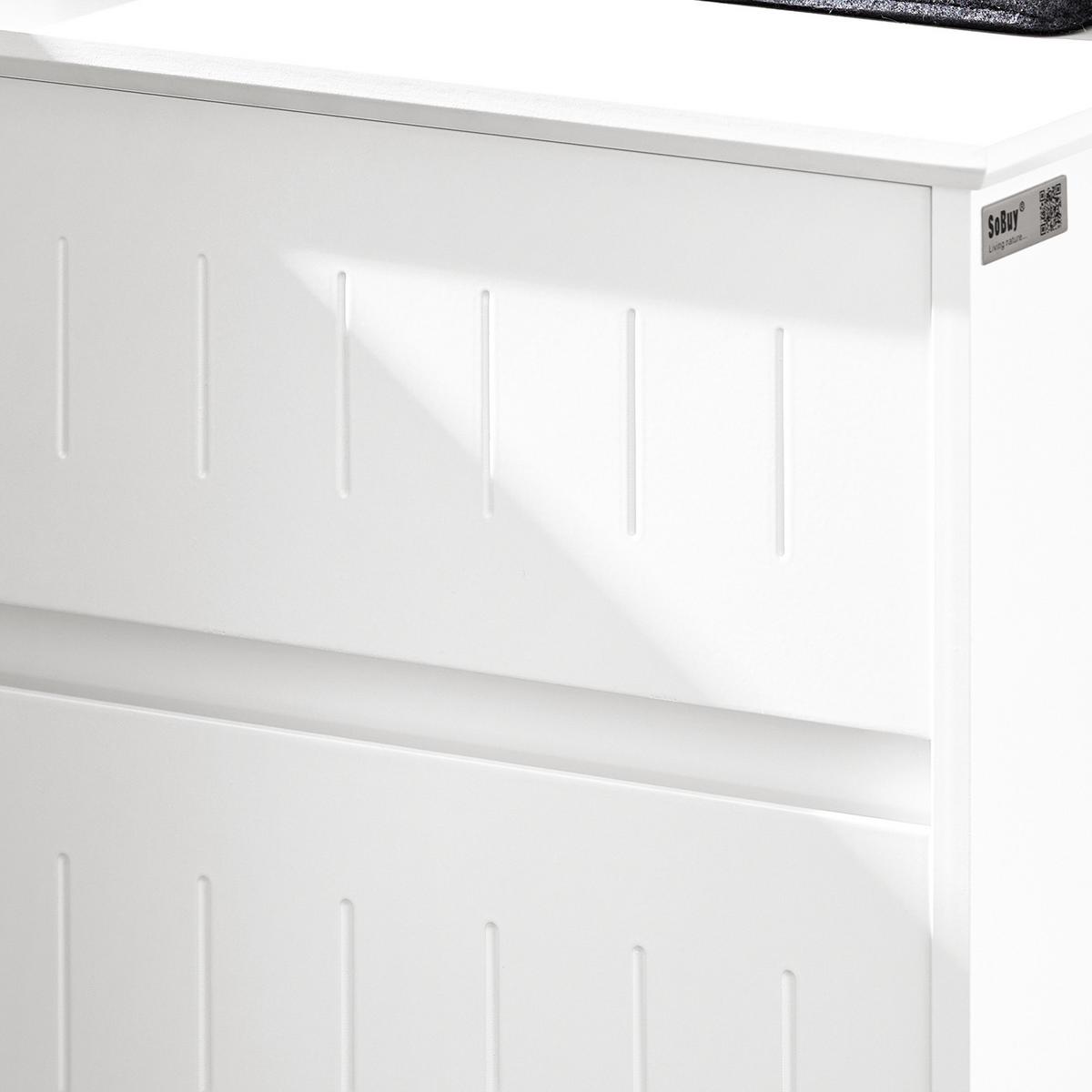 WÄSCHESCHRANK mit Wäschesack Weiß - Weiß, Holzwerkstoff (40/86/39cm) - SoBuy