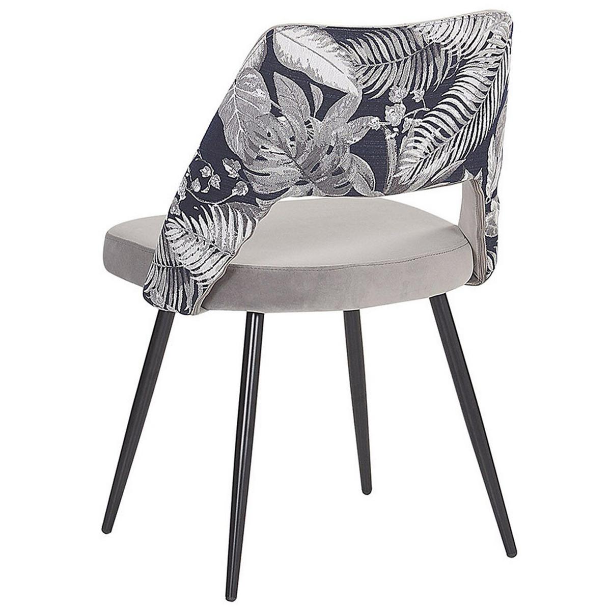 ESSZIMMERSTUHL 2er-Set Samtstoff Grau Ansley - Grau, Textil/Metall (50/79/43cm) - Beliani
