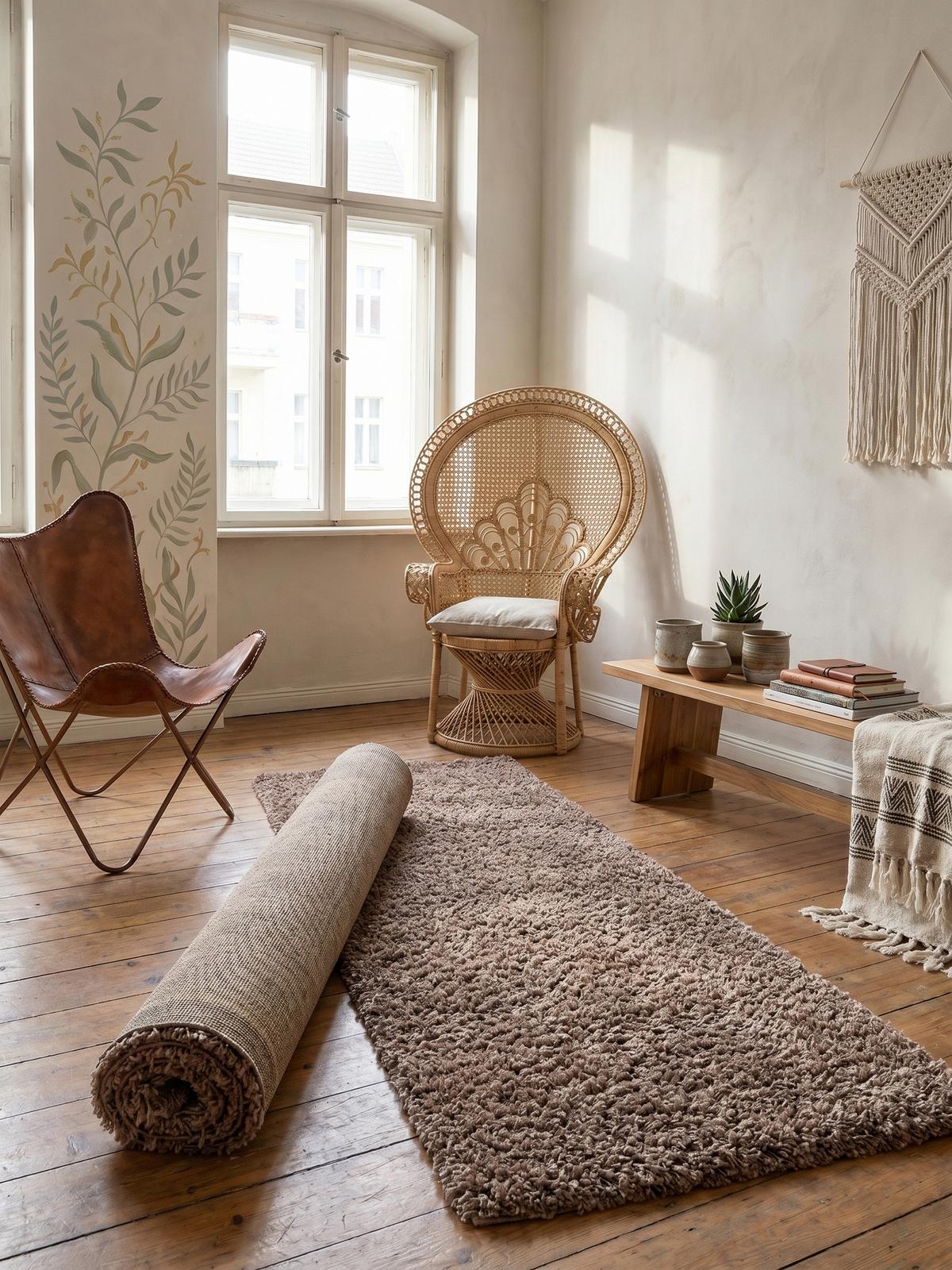 HOCHFLORTEPPICH RHEIN, einfarbig, aus Polypropylen, Mokka, 80 x 250 cm - Braun, Textil (250/80cm) - KADIMA DESIGN