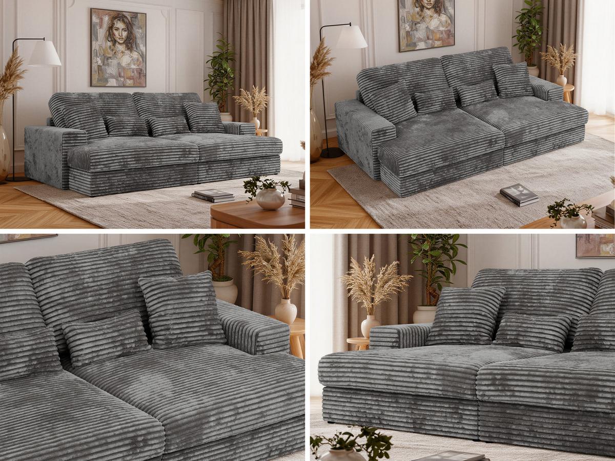 3-SITZER SOFA ANERO - Grau Cord - Schwarz/Grau, Kunststoff/Textil (292/107/163cm) - MKS