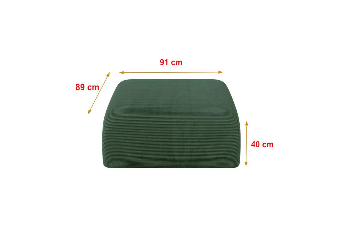POUF MIRA-PUF 91x89x40 Grün cm Cord Modular Sitzhocker - Salbeigrün/Schwarz, Holzwerkstoff/Kunststoff (91/40/89cm) - ALTDECOR