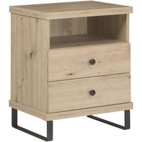 NACHTTISCH Caya mit zwei Schubladen und Metallbeinen, Eiche Artisan - Schwarz/Eiche Artisan, Holzwerkstoff/Metall (48/61/41cm) - Beautysofa