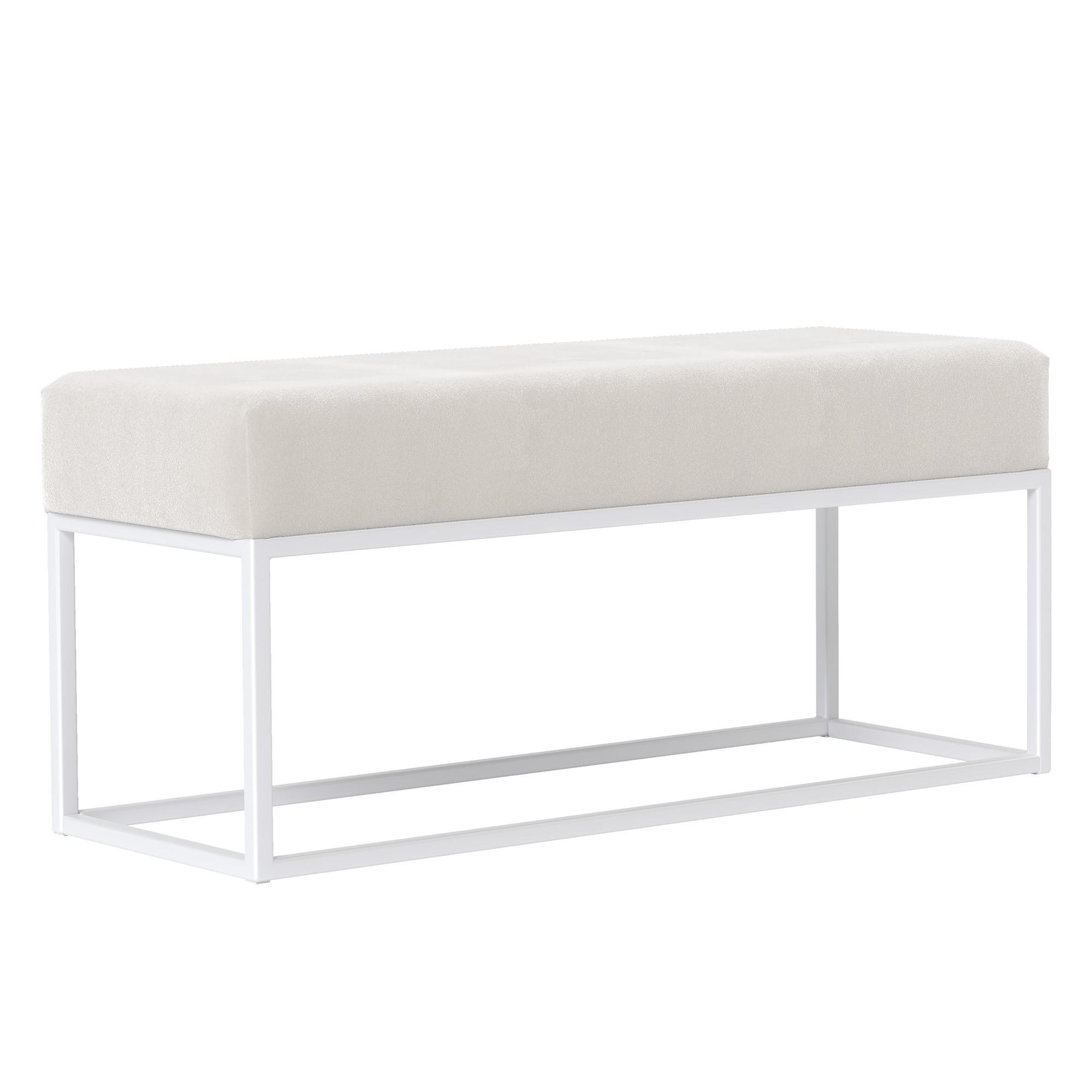 POLSTERBANK STELLA 100 cm Metallgestell, Weiß / Creme - Creme, Textil/Metall (100/44/30cm) - Idohome