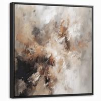 LEINWAND Bilder mit Rahmen - Farbe - Abstrakt - Beige - Kunst - 50x50 - Greige, Textil (50/50cm) - MuchoWow