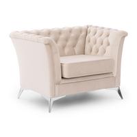 CHESTERFIELD-SESSEL Whitby Beige Samt mit silbernen Füßen - Beige/Silberfarben, Holz/Textil (116/78/82cm) - S-Style Möbel
