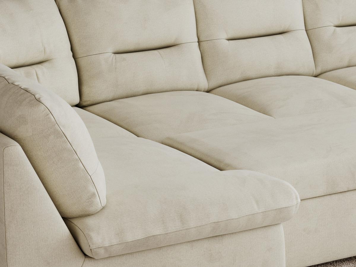 WOHNLANDSCHAFT COMODO U Beige Velvet - Beige/Silberfarben, Textil/Metall (340/93/206cm) - MKS