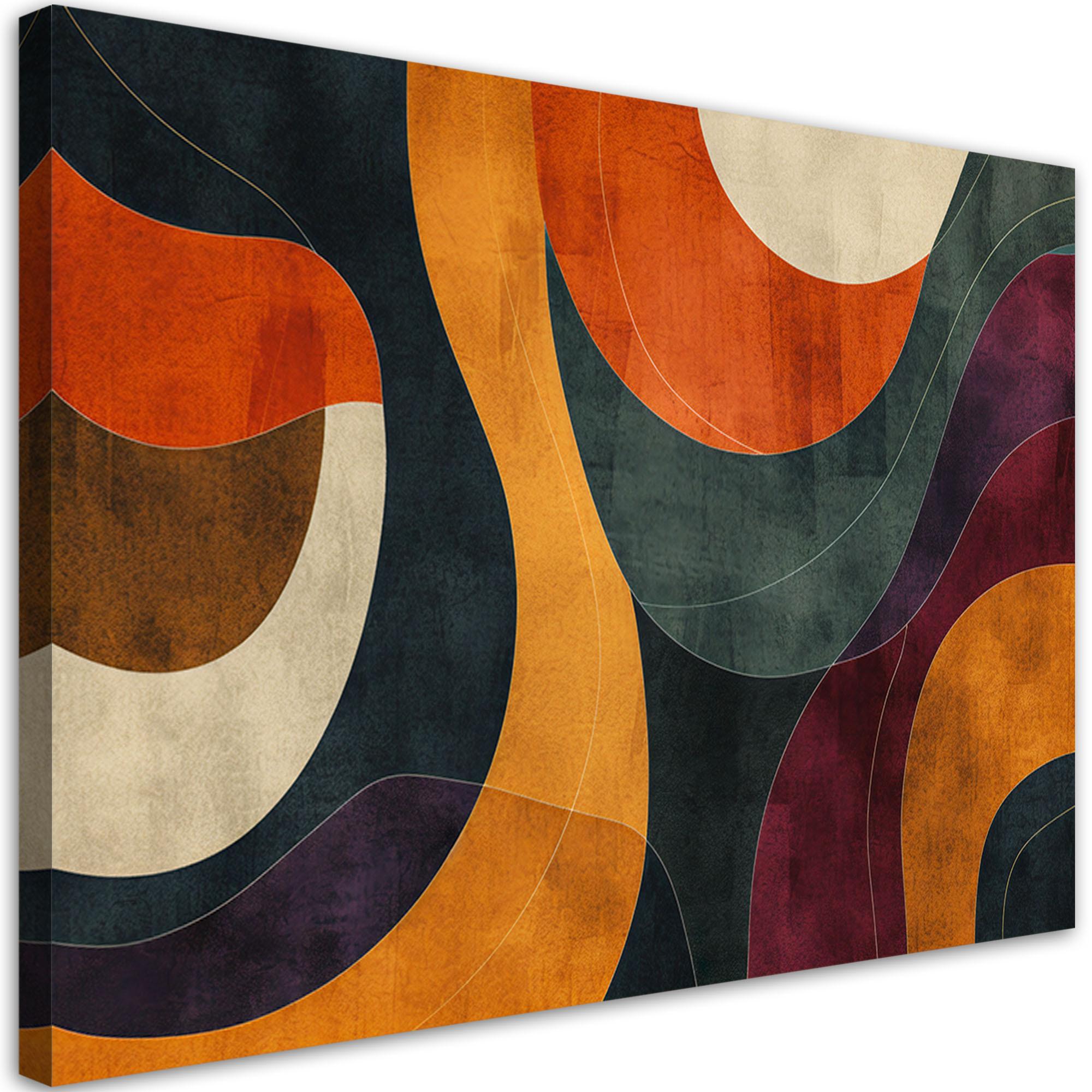 LEINWANDBILD Retro-Stil Abstraktion 60x40cm - Multicolor, Textil (60/40cm) - Feeby