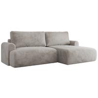ECKSCHLAFSOFA TONO L Hellgrau Plüsch - rechts - Hellgrau/Schwarz, Kunststoff/Textil (150/260cm) - MKS