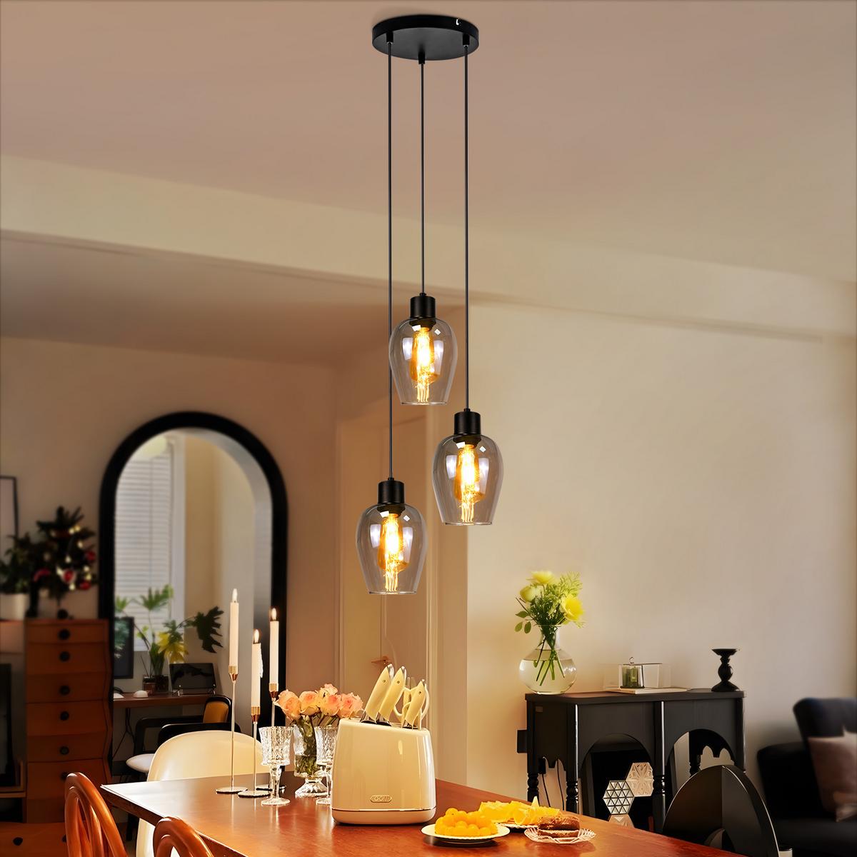 PENDELLEUCHTE Paul 22/22/120 cm - Schwarz, Glas (22/22/120cm) - ZMH