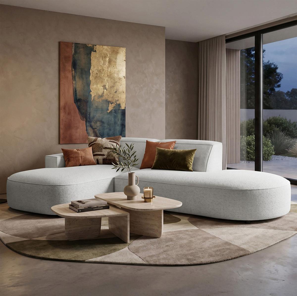 ECKSOFA Sallmo L-Form, 3-Sitzer, links 276 cm - Hellgrau/Schwarz, Kunststoff/Textil (276/166cm) - Selsey
