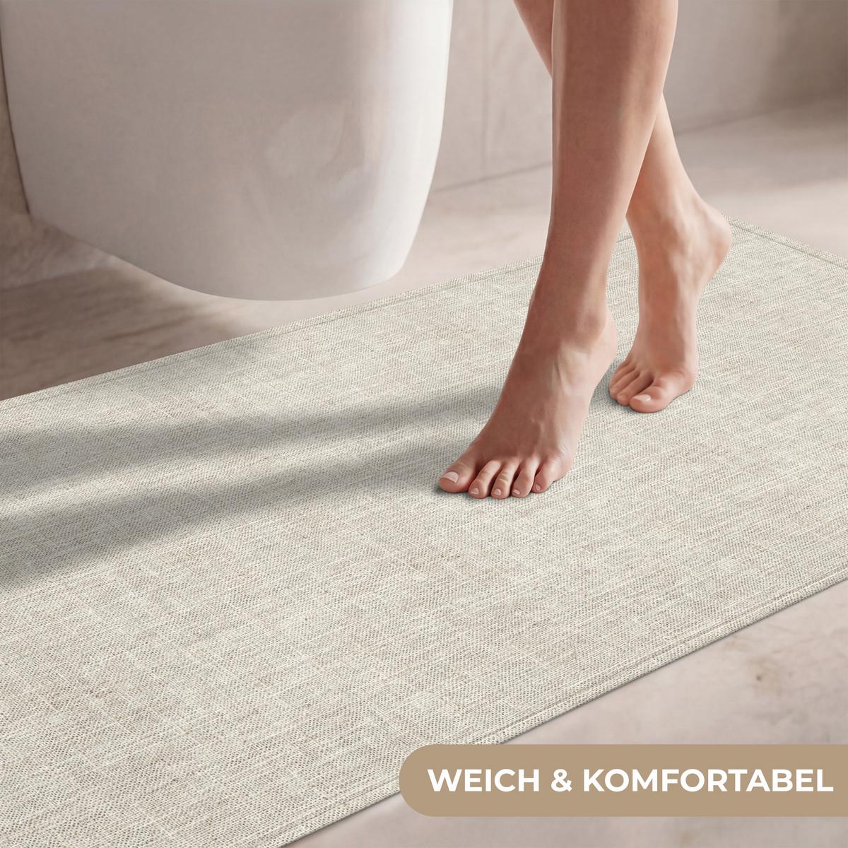 WC-VORLEGER Leinen - Textur - Beige WC Teppich 120x60 cm - Beige, Textil (120/1cm) - OnlyWow
