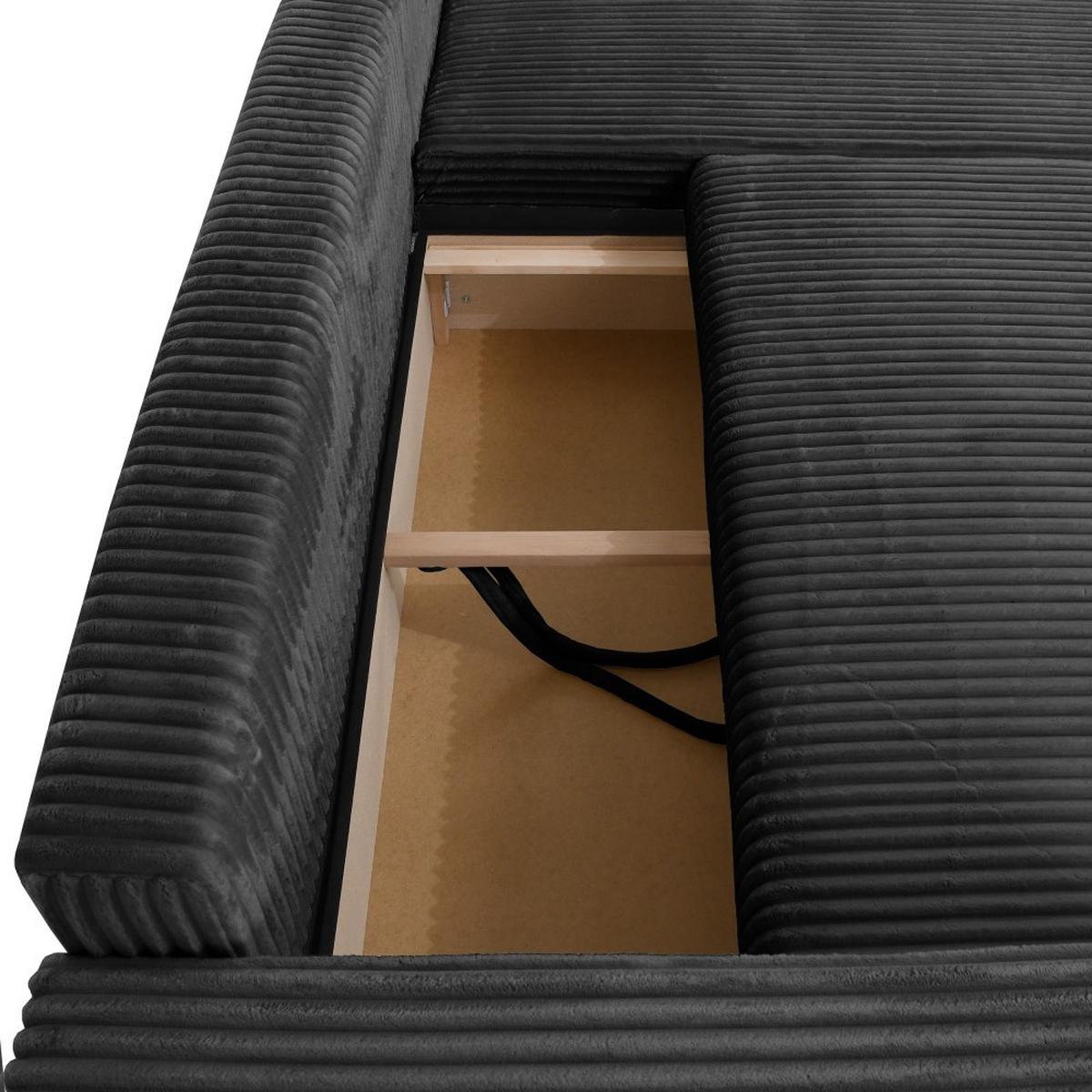 ECKSCHLAFSOFA Porto mit universelle Ottomane, Schwarz - Schwarz, Textil (288/190cm) - Beautysofa