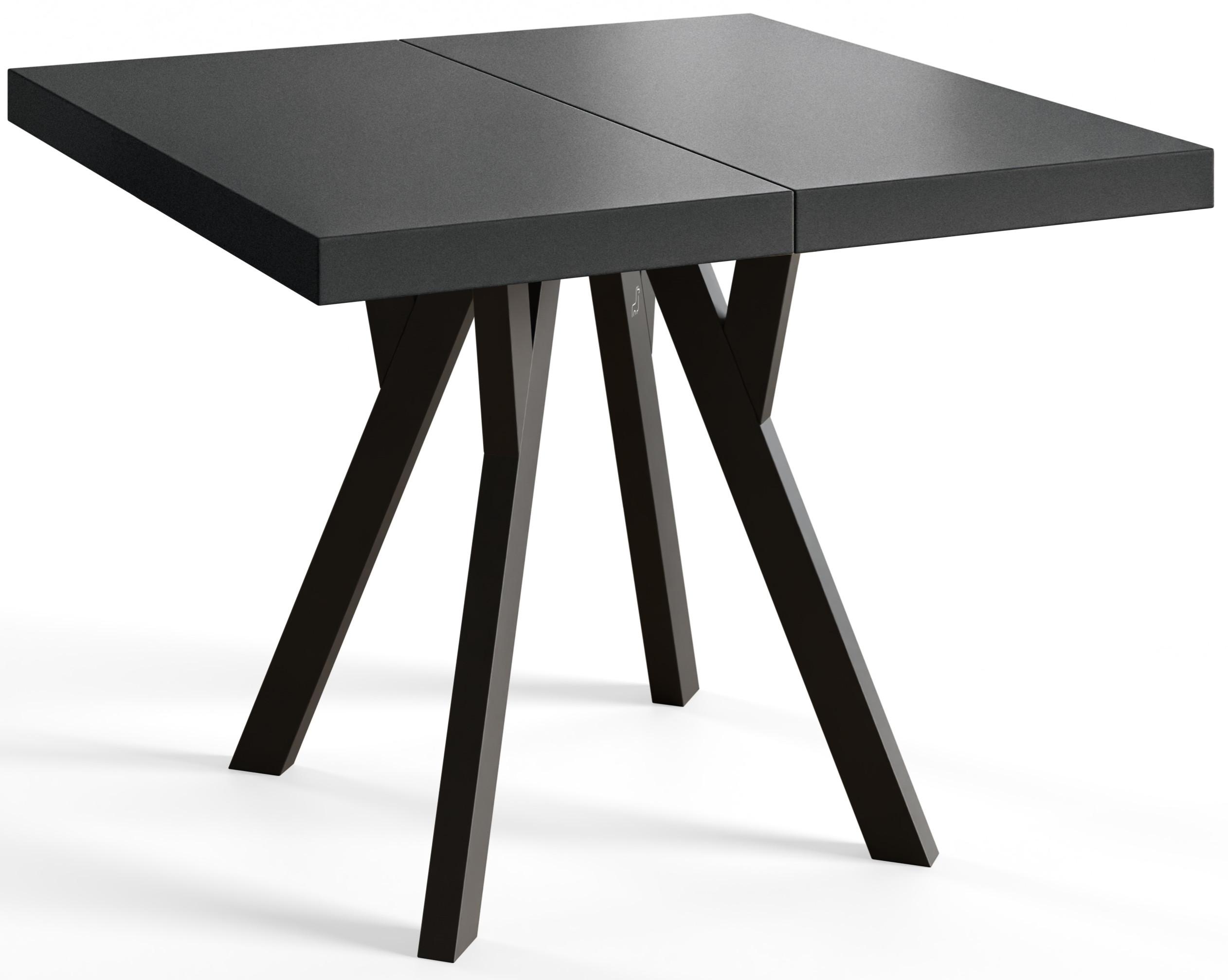 QUADRATISCHER Esstisch ausziehbar – Moderner Wohnzimmertisch und Küchentisch – Tisch mit Holzbeinen, Durchmesser 90 cm - 190 cm - Farbe Schwarz - Schwarz, Holzwerkstoff (90/90/77cm) - Alpi-Möbel