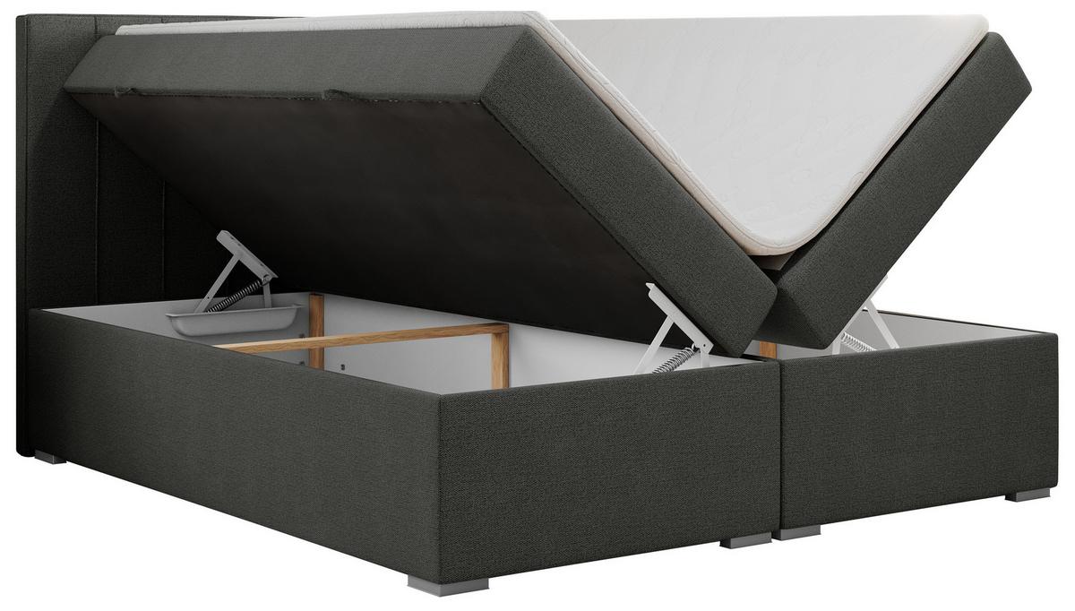BOXBETT ALLY 200/200 Dunkelgrau Struktur - H4 - Dunkelgrau, Holz/Textil (200/200cm) - MKS